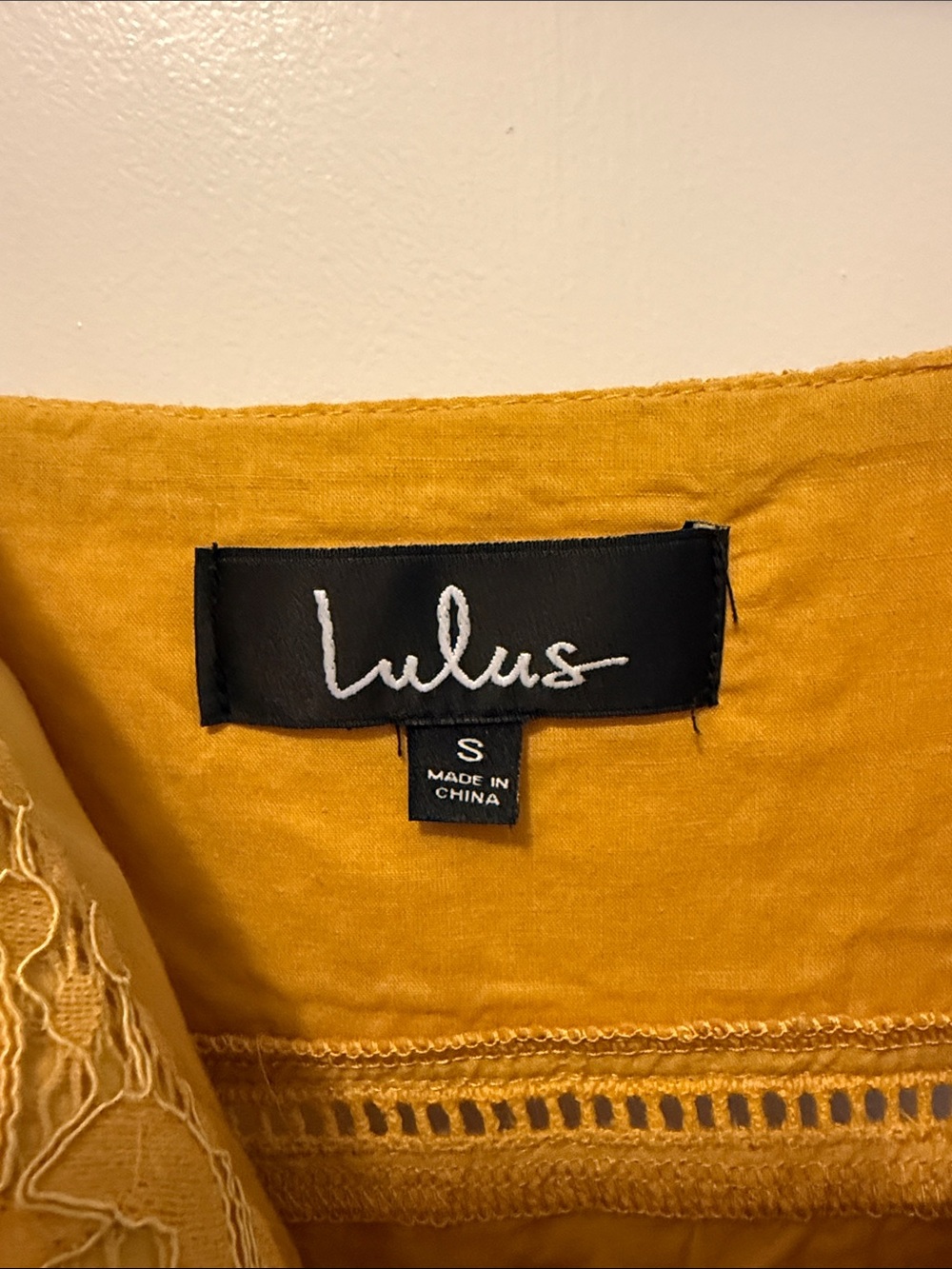 Lulu's Mustard Crochet Midi Dress with Spaghetti Straps - Picture 2 of 6